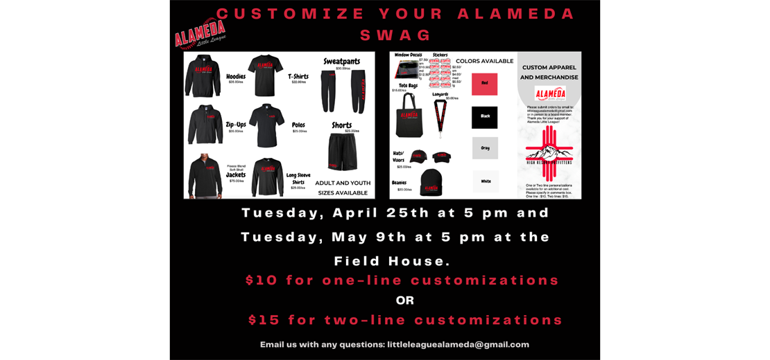 Customize your Alameda SWAG